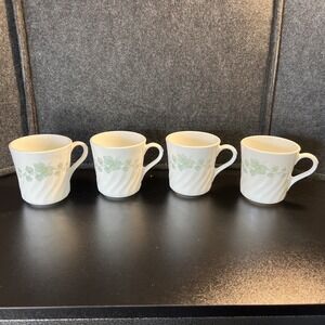 Vintage Ivy Print Corning Ware Corelle Callaway Coffee/Tea Cups Set of 4